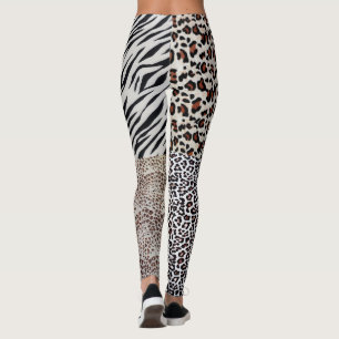 Unique Mixed Leopard Zebra Animal Print Women's Leggings
