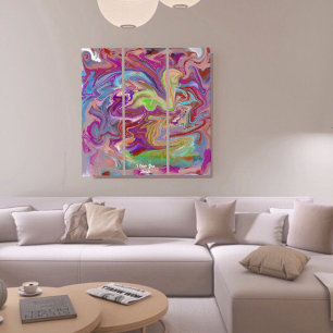 Unique Modern Abstract Liquified Marble Triptych