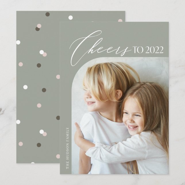 Unique Modern Arch Photo Cheers to 2022 New Year H Holiday Card (Front/Back)