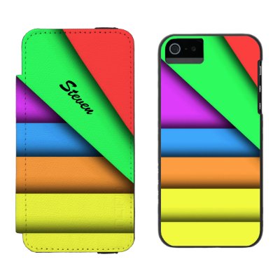 Unique Modern Art Colored Bars with Name Incipio iPhone Wallet Case