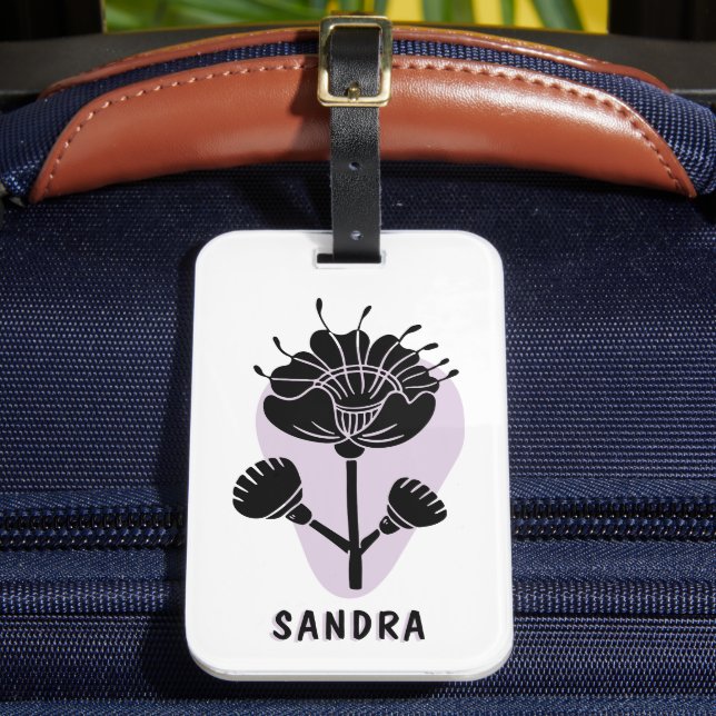 Unique Modern Artistic Personalized Floral  Luggage Tag (Front Insitu 2)