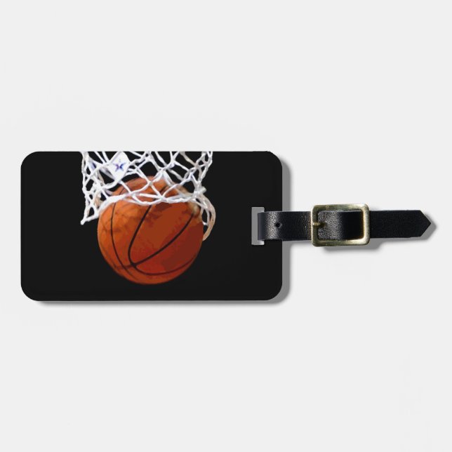 Unique Modern Basketball Luggage Tag (Front Horizontal)