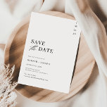 Unique Modern Black and White Wedding Save The Date<br><div class="desc">Let your love story begin with a timeless save the date. This elegant design features a bold "save the date" headline with classic typography, all set against a crisp black and white background. The minimalist aesthetic is perfect for the modern couple, and the black and white color scheme ensures this...</div>