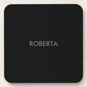 Unique Modern Black Grey Add Own Name Beverage Coaster