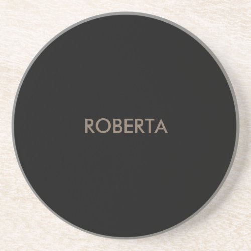 Unique Modern Black Grey Add Own Name Coaster