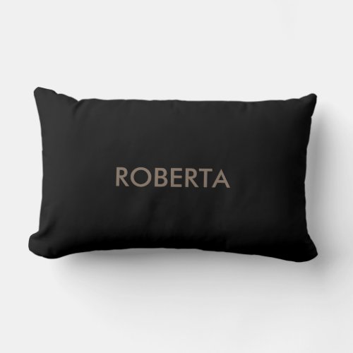 Unique Modern Black Grey Add Own Name Lumbar Pillow