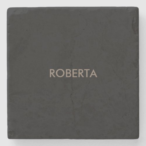 Unique Modern Black Grey Add Own Name Stone Coaster