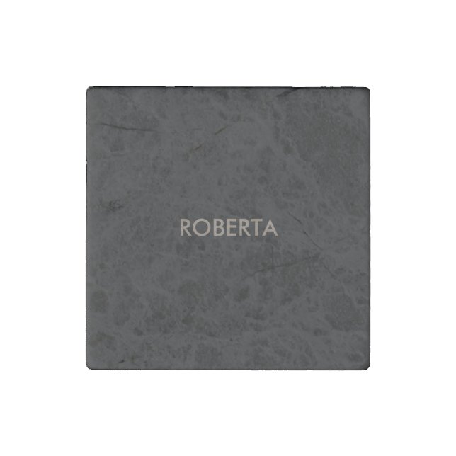 Unique Modern Black Grey Add Own Name Stone Magnet (Front)