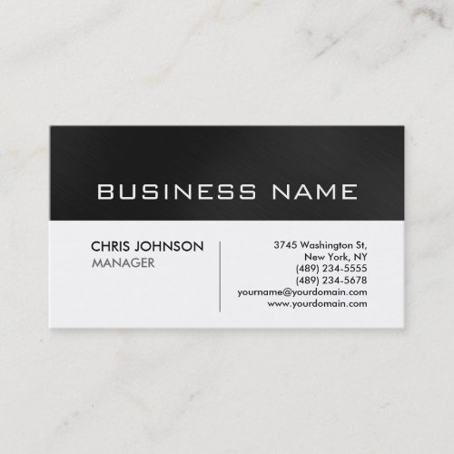 Unique modern black grey white business card