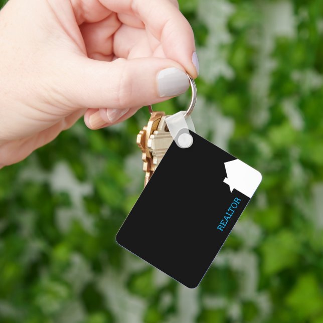 Unique modern black Real Estate Listing Agent Keychain (Hand)