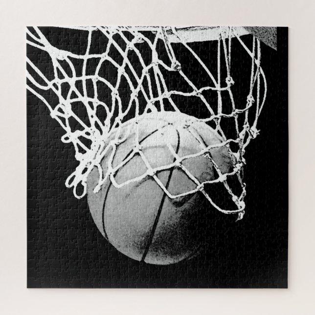 Unique Modern Black White Basketball - Sports Jigsaw Puzzle (Vertical)