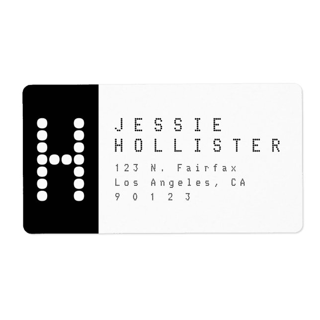 Unique Modern | Black & White Return Address Label (Front)