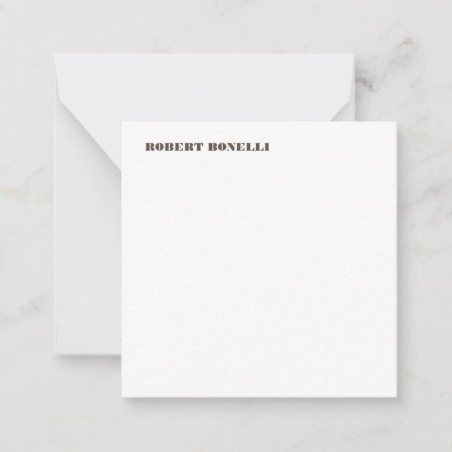 Unique Modern Black White Your Name Minimalist Note Card (Front)