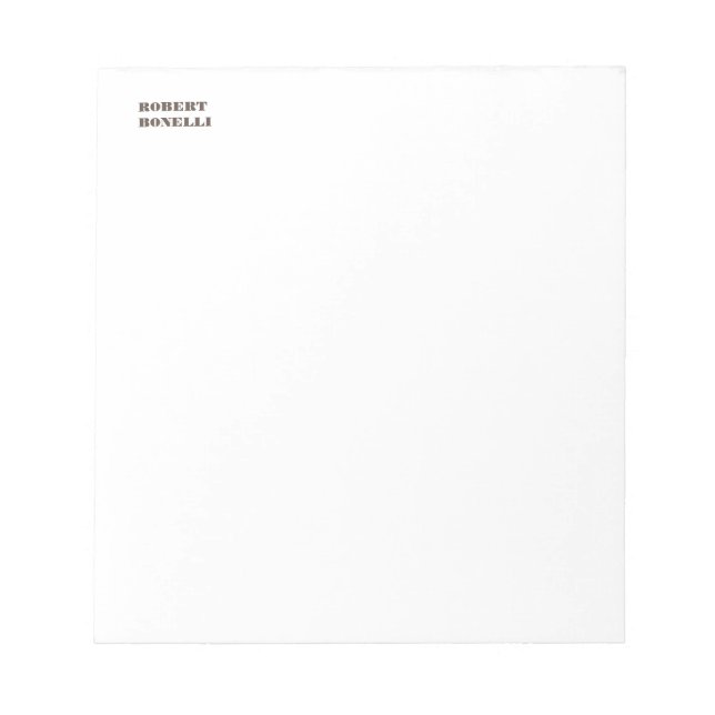 Unique Modern Black White Your Name Minimalist Notepad (Front)