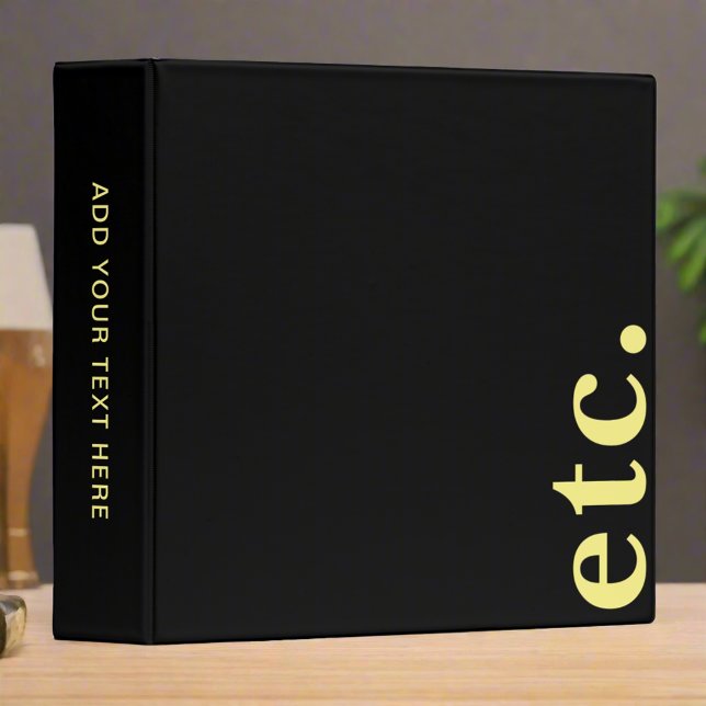 Unique Modern Black & Yellow Bold Typography  3 Ring Binder (Creator Uploaded)