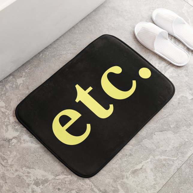 Unique Modern Black & Yellow Bold Typography Retro Bath Mat (Creator Uploaded)