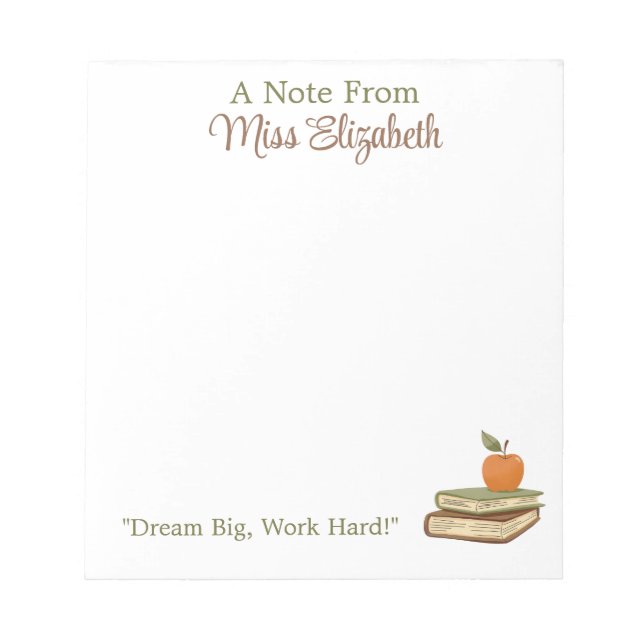 Unique Modern Chic Fun Cute Teacher Appreciation Notepad (Front)