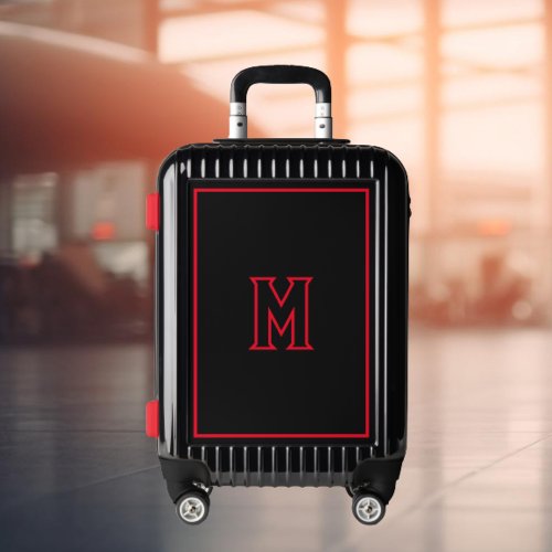 Unique Modern Chic monogrammed Black  Red Luggage