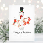 Unique Modern Christmas Snowman Non-Photo Holiday Card<br><div class="desc">Wish your friends and family a happy holiday season with this unique Christmas snowman design. Personalize with your holiday greeting and family name.</div>