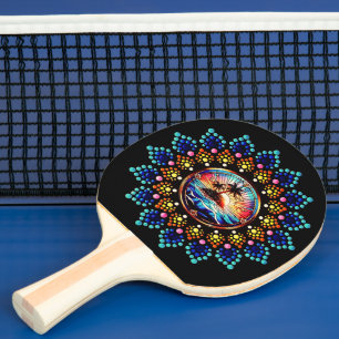 Unique Modern Colorful Mandala Pattern Ping Pong Paddle