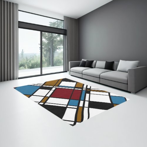 Unique Modern Contemporary Geometric Plaid Pattern Rug