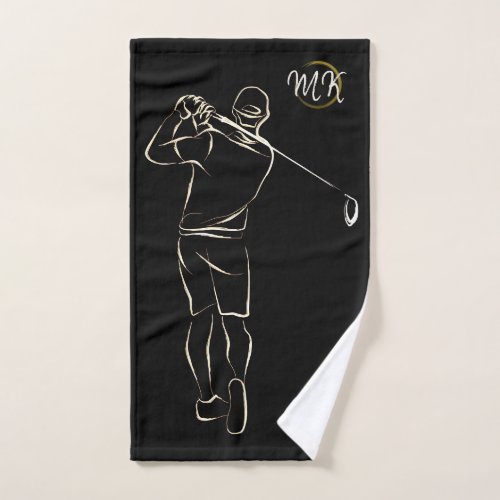  Unique Modern Cool Mens Design Black Add Monogram Hand Towel