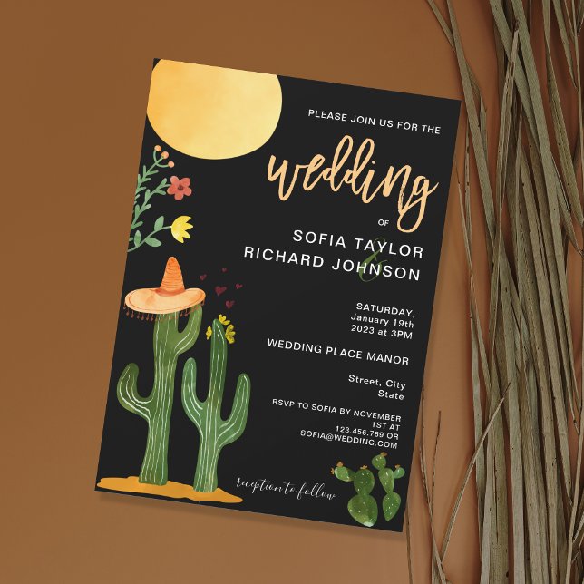 Unique Modern Destination Mexico Style Botanical  Invitation (Creator Uploaded)