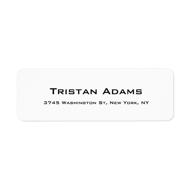 Unique Modern Elegant Plain Black & White Legible Label (Front)