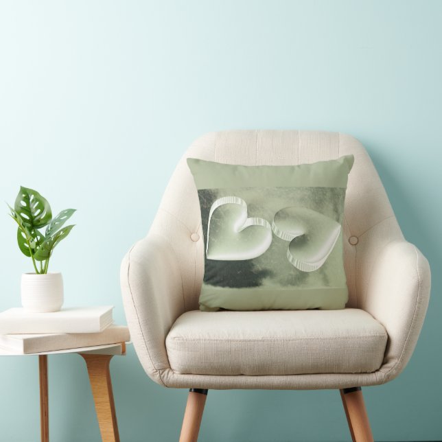 Unique modern elegant two silver hearts  throw pillow (Chair)