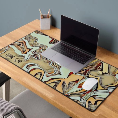 Unique Modern Game On Abstract Colorful Gamer Desk Mat