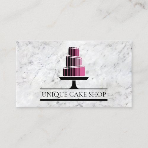 Unique Modern Geometric Tiered Cake Marble Bakery Business Card