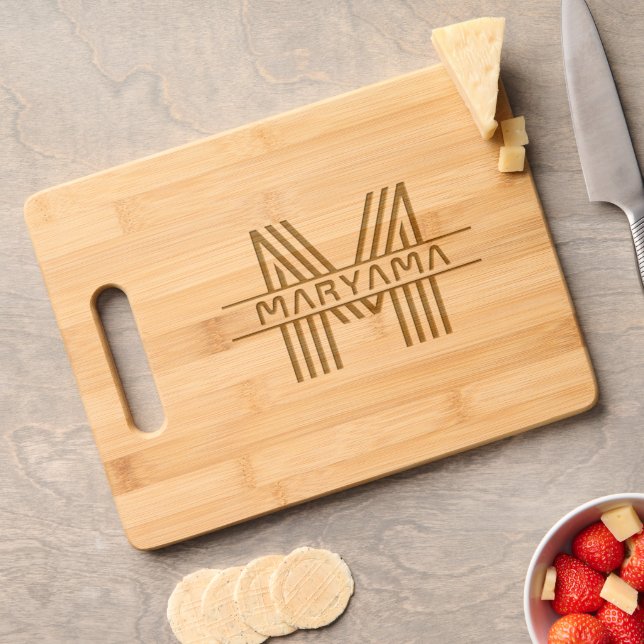 Unique, Modern Gift | Personalized Name & Monogram Engraved Cutting Board (Cheese)