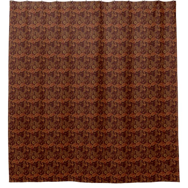 Unique Modern Gold and Bronze Paisley Pattern Shower Curtain (Front)