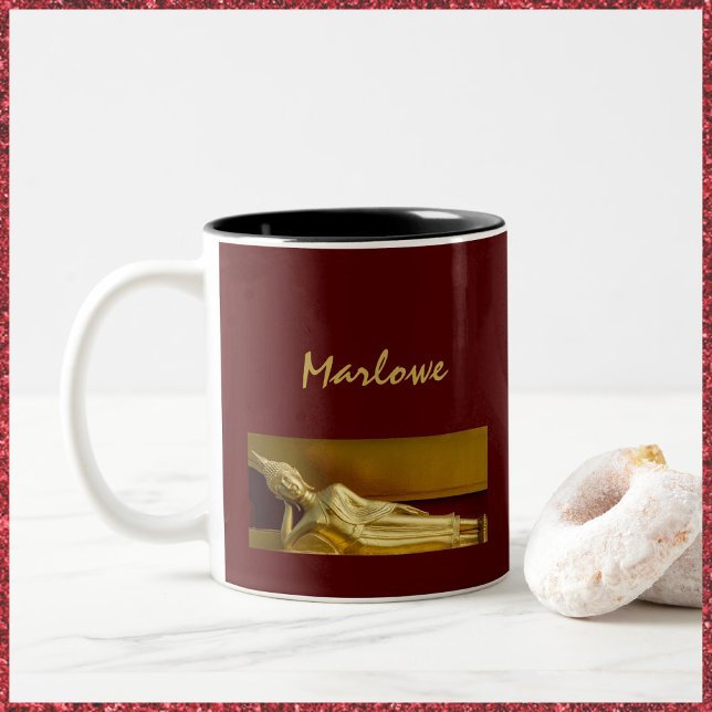 Unique Modern Gold and Dark Red Buddha Two-Tone Coffee Mug (Creator Uploaded)