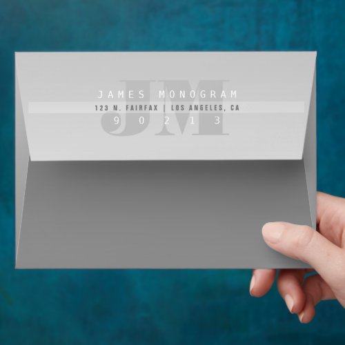 Unique Modern Gray Monogrammed Return Address Envelope