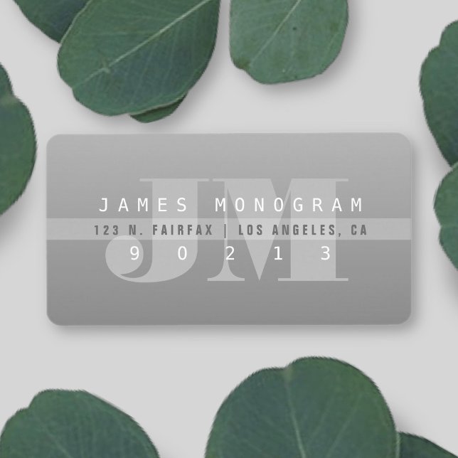 Unique Modern Gray Monogrammed Return Address Label (Creator Uploaded)
