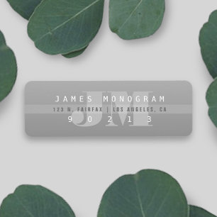 Unique Modern Grey Monogrammed Return Address Label