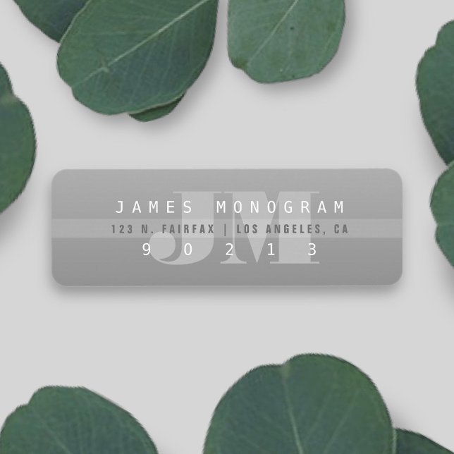 Unique Modern Grey Monogrammed Return Address Label (Creator Uploaded)