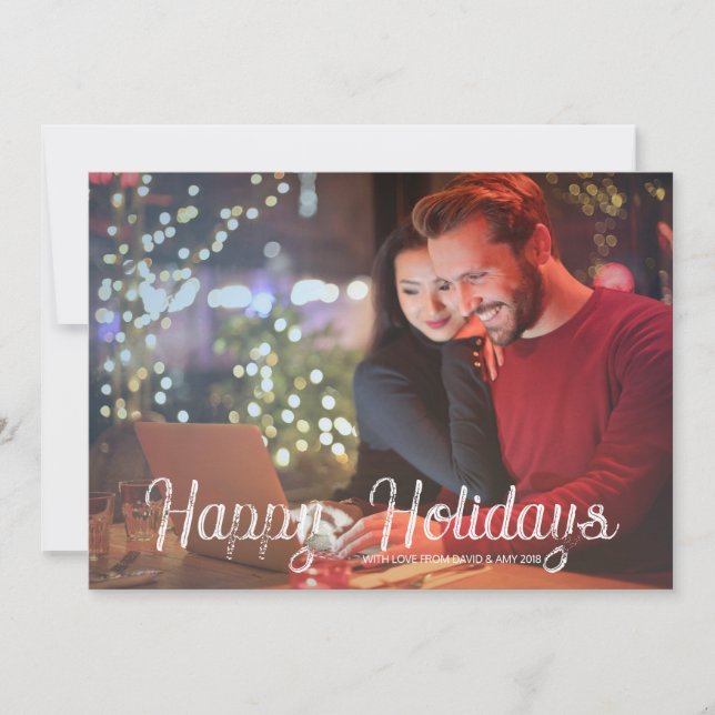 Unique Modern Happy Holidays Photo Card (Front)