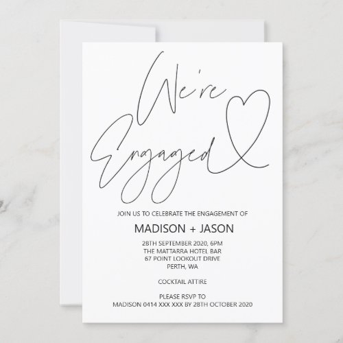 Unique Modern Heart Engagement Party Invites