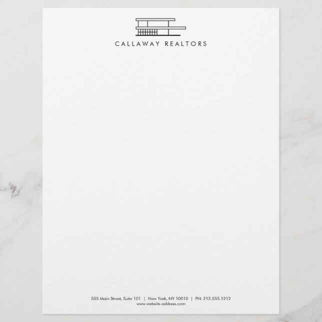 Unique Modern Home Logo Black/White Real Estate Letterhead (Front)