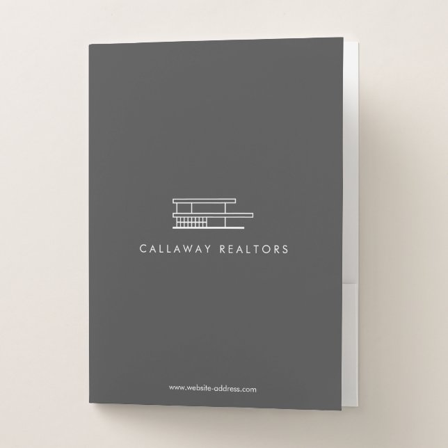 Unique Modern Home Logo Dark Gray Real Estate  Pocket Folder (Front)