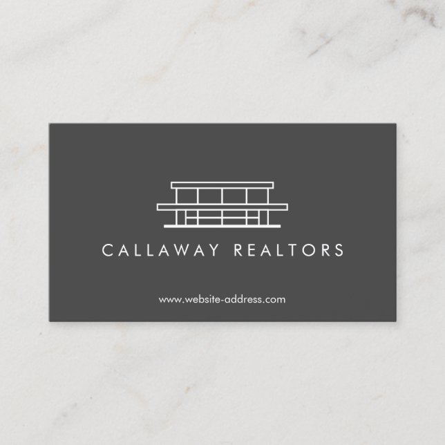 Unique Modern Home Logo II Dark Gray Real Estate Business Card (Front)
