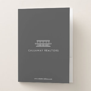Unique Modern Home Logo II Dark Gray Real Estate Pocket Folder