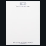 Unique Modern Home Logo II Navy/White Real Estate Letterhead<br><div class="desc">A unique modern home logo in navy blue is paired with your name or business name on this clean letterhead design for real estate agents,  realtors,  architects,  residential construction,  interior designers,  vacation rentals,  property managers and more. Art and design © 1201AM</div>