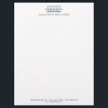 Unique Modern Home Logo II Navy/White Real Estate Letterhead<br><div class="desc">A unique modern home logo in navy blue is paired with your name or business name on this clean letterhead design for real estate agents,  realtors,  architects,  residential construction,  interior designers,  vacation rentals,  property managers and more. Art and design © 1201AM</div>