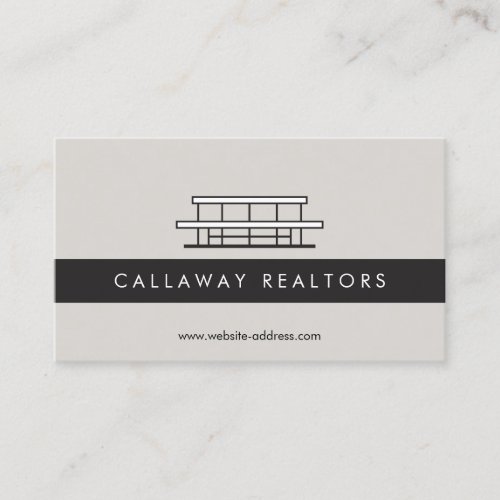 Unique Modern Home Logo II on Gray Real Estate Business Card