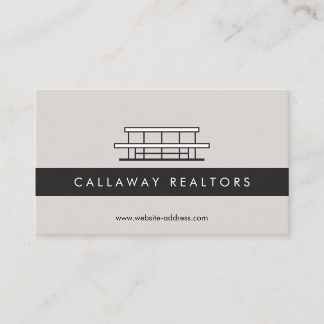 Unique Modern Home Logo II on Gray Real Estate Business Card (Front)