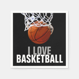 Unique Modern I Love Basketball Party Napkins