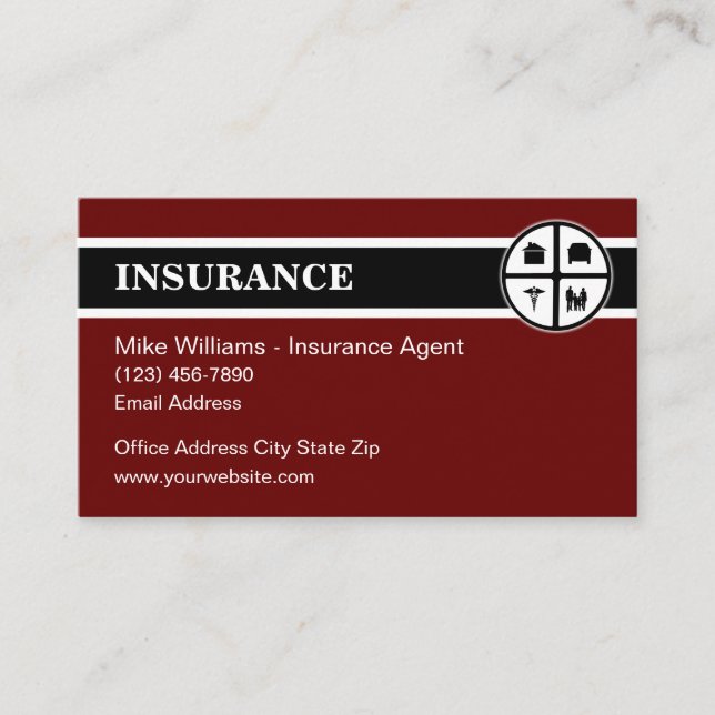 Unique Modern Insurance Rep Business Cards (Front)